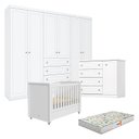 Ver imagem 1 de Quarto Infantil Americano 6 Portas com Berço Tutto New Branco Fosco e Colchão Gazin - Henn