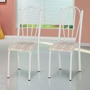 Ver imagem 2 de Kit 6 Cadeiras de Cozinha Alasca Estampado Rattan Pés de Ferro Branco - Pallazio