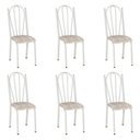 Ver imagem 1 de Kit 6 Cadeiras de Cozinha Alasca Estampado Rattan Pés de Ferro Branco - Pallazio