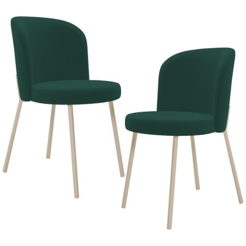 Kit 02 Cadeiras para Sala de Jantar Cozinha Estofada Gavi Arena L02 Suede Verde Musgo - Lyam Decor
