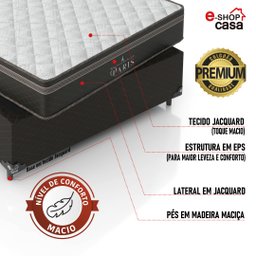Cama Box Viúva + Colchão Paris Molas Ensacadas Pocket - 61x128x188cm - e-Shop Casa - Jacquard - 3