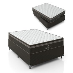 Cama Box Viúva + Colchão Paris Molas Ensacadas Pocket - 61x128x188cm - e-Shop Casa - Jacquard - 1