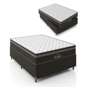 Cama Box Viúva + Colchão Paris Molas Ensacadas Pocket - 61x128x188cm - e-Shop Casa - Jacquard