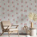 Ver imagem 1 de Papel de Parede Ripado Azul Florido-60x300cm