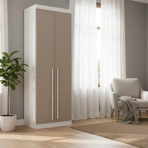 Guarda-Roupa Modulado 2 Portas com Prateleiras e Cabideiro Infinity Branco/Line/Duna