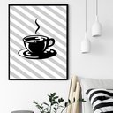 Ver imagem 1 de Quadro Decorativo Xícara Café Listras - 70x50cm:moldura Preta