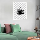 Ver imagem 2 de Quadro Decorativo Xícara Café Listras - 70x50cm:moldura Preta