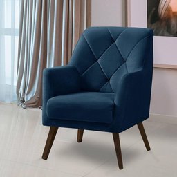 Poltrona Decorativa Retrô Recepção Magali Veludo Azul Marinho Lansofbr - 5 Poltrona Decorativa Retrô Recepção Magali Veludo Azul Marinho Lansofbr - 5