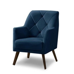 Poltrona Decorativa Retrô Recepção Magali Veludo Azul Marinho Lansofbr - 1 Poltrona Decorativa Retrô Recepção Magali Veludo Azul Marinho Lansofbr - 1