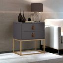 Ver imagem 1 de Mesa de Cabeceira Unic 45 com Base Dourado:cinza/dourado