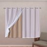 Cortina Blackout em Tecido Class com Voil Fendi/Branco Corta Luz 2,80M x 1,60M - 1