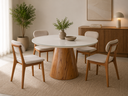 Ver imagem 2 de Conjunto Sala de Jantar 4 Lugares Mesa Redonda Conne Tampo com Vidro e 4 Cadeiras Madeira Maciça Lin