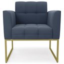 Ver imagem 6 de Poltrona Decorativa Base Industrial Dourado Ana Suede Azul Marinho - Ibiza