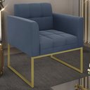 Ver imagem 2 de Poltrona Decorativa Base Industrial Dourado Ana Suede Azul Marinho - Ibiza