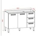 Ver imagem 6 de Balcão de Pia 120 Cm 2 Portas 3 Gavetas com Tampo Amestita Kits Paraná