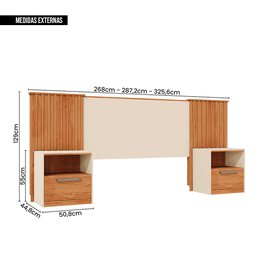 Cabeceira Cama de Casal Extensível Marrom Lucius Caemmun - 6