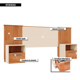 Cabeceira Cama de Casal Extensível Marrom Lucius Caemmun - 5