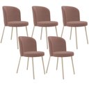 Ver imagem 1 de Kit 05 Cadeiras para Sala de Jantar Cozinha Estofada Gavi Arena L02 Suede Rosê - Lyam Decor