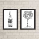 Ver imagem 2 de Kit 2 Quadros Cerveja E Vinho Minimalistas 33x24cm - com vidro:Madeira branca