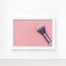 Quadro Pincel Maquiagem Fundo Rosa Moldura Branca 33x43cm - 2