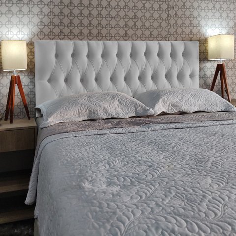 Cabeceira 90 Cama Box Vintage Capitone Branco Suede com Pés Rbl