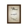 Quadro Vintage Moldura Marrom Aviões Antigos Triplo 22x32cm - 1