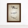 Quadro Vintage Moldura Marrom Aviões Antigos Triplo 22x32cm - 2
