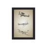 Quadro Vintage Moldura Preta Aviões Antigos Triplo 33x43cm - 1