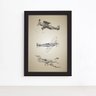Quadro Vintage Moldura Preta Aviões Antigos Triplo 33x43cm - 2