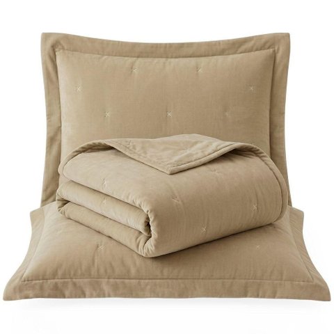 Kit Cobre Leito Colcha Fenix Casal 3 Peças Percal 300 Fios Bordado Matelasê Chocolate Clara Luz