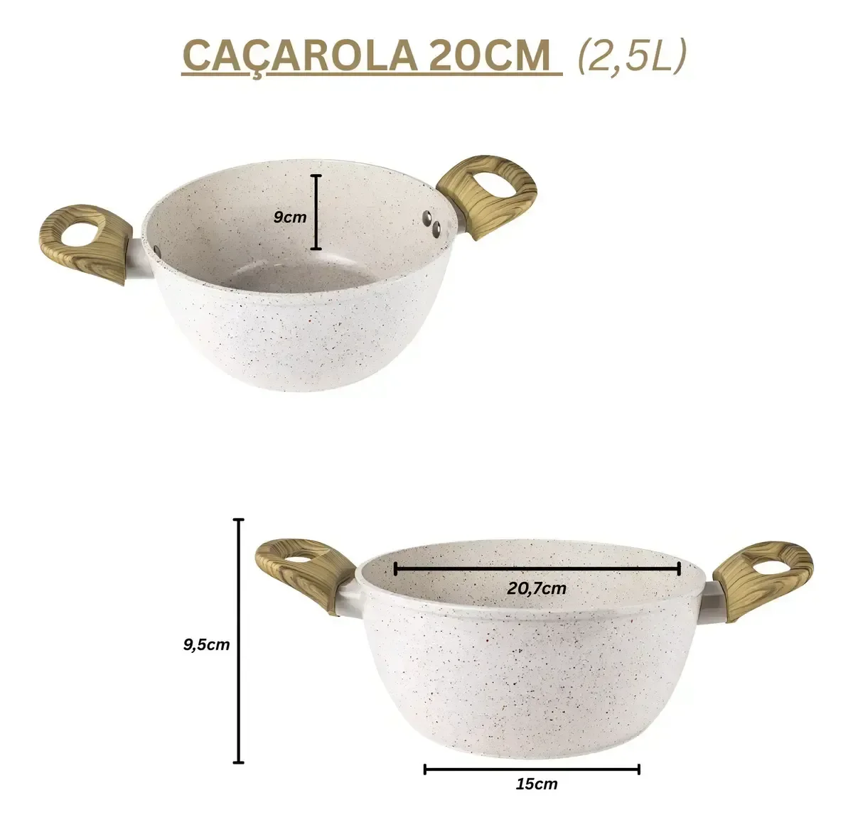 Ver imagem 3 de Conjunto de Panelas 4pç Cerâmica Bege Indução Mundiart