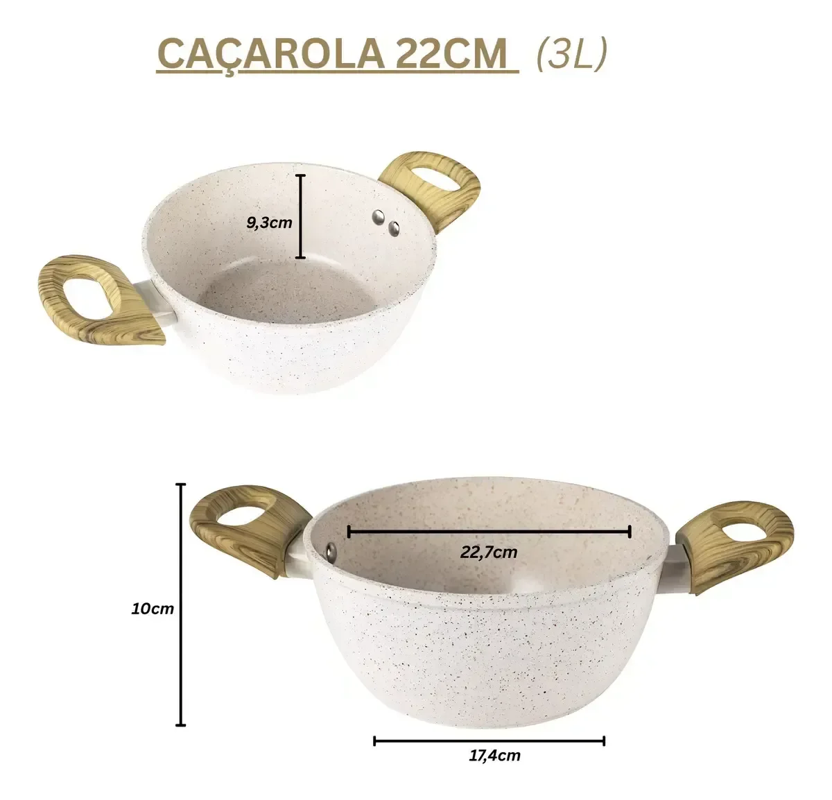 Ver imagem 2 de Conjunto de Panelas 4pç Cerâmica Bege Indução Mundiart