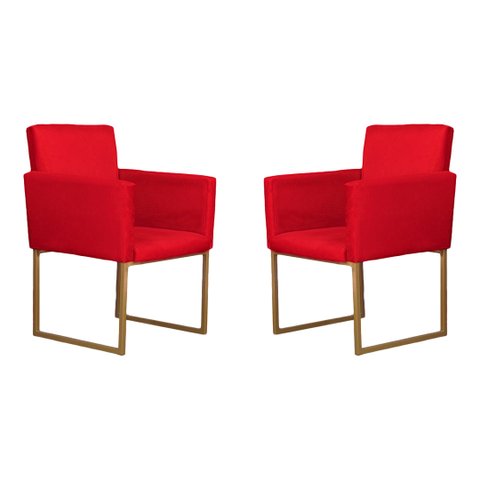 Conjunto 02 Poltronas para Recepção e Sala Klara Suede - Vermelho