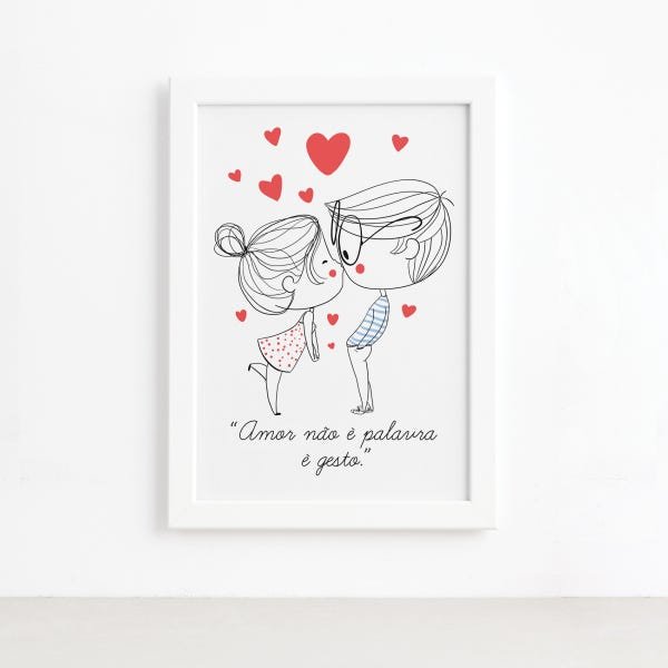 Quadro para Quarto Frase Amor Gesto Moldura Branca 22x32cm - 2