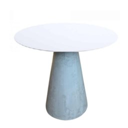 Mesa De Apoio Cone Cimento Queimado - Tampo Laqueado 70 Cm Altura 70 Cm Branco - 1