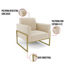Ver imagem 6 de Kit 2 Poltronas Base Industrial Alta Dourado Marisa Suede Bege D03 - D’Rossi