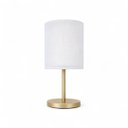 Ver imagem 1 de Luminária de Mesa Cúpula Dupla Linho Pérola Base Bronze Slim