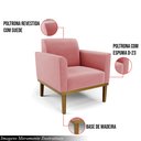Ver imagem 3 de Poltrona Decorativa Isabella Pés Fixo em Madeira Castanho Suede Rose G19 - Gran Belo