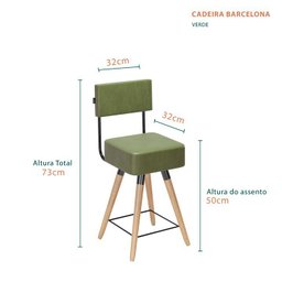 Kit 2 Cadeiras Barcelona Cor Verde Salaone - 2