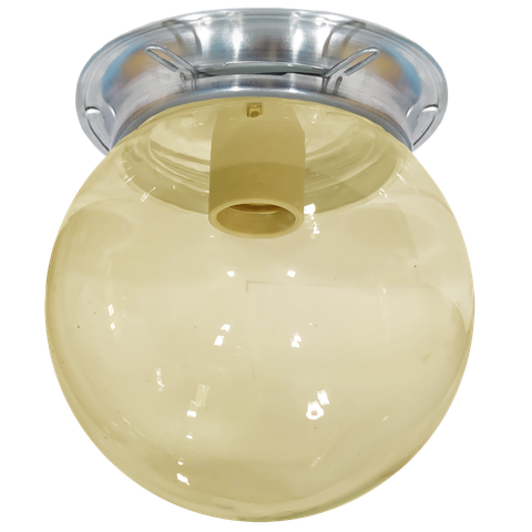 Plafon Colonial Aluminio Natural Globo Ambar 10x15 Retrô