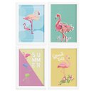 Ver imagem 1 de Quadros Flamingos Moldura Branca 4un 22x32cm