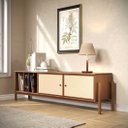 Ver imagem 2 de Rack Sala Rattan 185 cm Nichos para Vinil TV 75 Madeira Castanho Mona Idimex