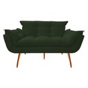 Ver imagem 2 de Kit Namoradeira + 2 Poltronas Decorativa Opala Suede Verde Pés Madeira Mz Decor