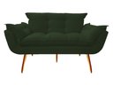 Ver imagem 2 de Kit Namoradeira + 2 Poltronas Decorativa Opala Suede Verde Pés Madeira Mz Decor