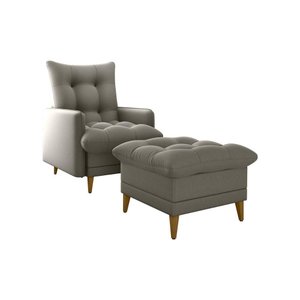 Poltrona de Amamentação com Puff Montreal Suede Capuccino Matrix