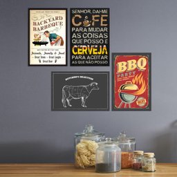 Placas Decorativas MDF Churrasco 30x40cm Kit 4un - 2