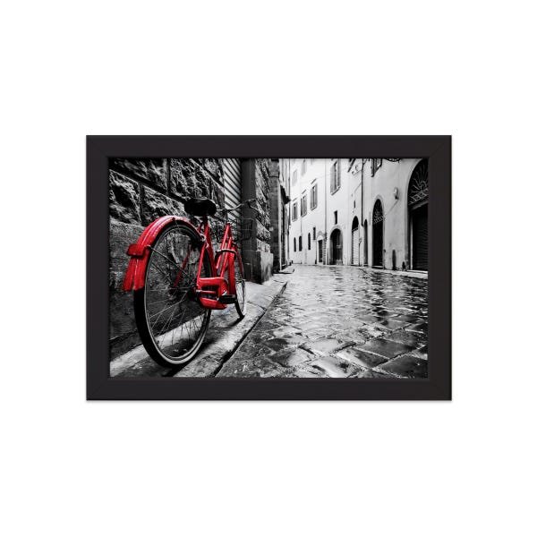 Quadro Itália Foto Bicicleta Moldura Preta 33x43cm - 1