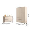 Ver imagem 3 de Quarto Infantil Guarda-Roupa 3 Portas e Cômoda 3 Gavetas Retrô 100% MDF Melinda Off White