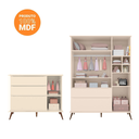 Ver imagem 4 de Quarto Infantil Guarda-Roupa 3 Portas e Cômoda 3 Gavetas Retrô 100% MDF Melinda Off White