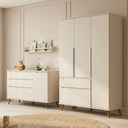 Ver imagem 1 de Quarto Infantil Guarda-Roupa 3 Portas e Cômoda 3 Gavetas Retrô 100% MDF Melinda Off White